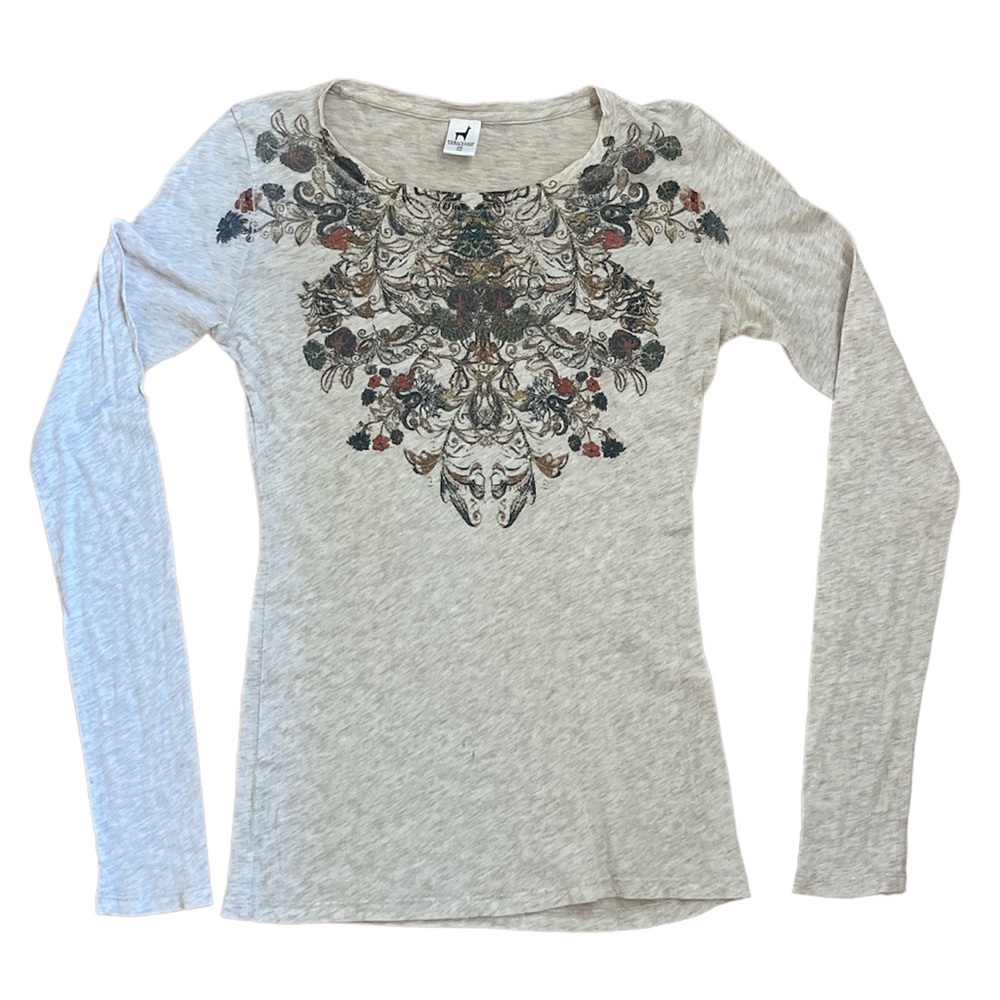 Peruvian Connections Women’s Long Sleeved Soft T-shirt, Oatmeal Color, XSmall